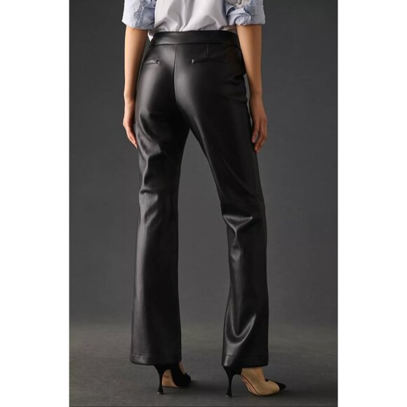 Anthropologie Avec Les Filles Faux Ever Leather Pants Flared Leg Trousers Black - Picture 3 of 13